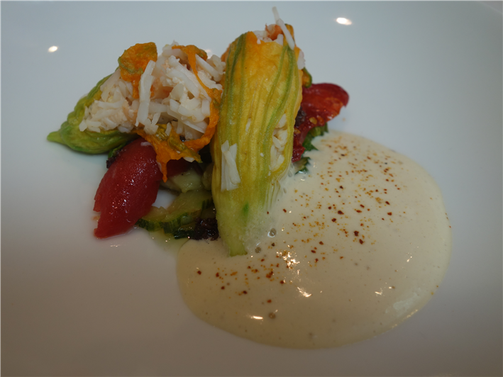 crab in courgette flower